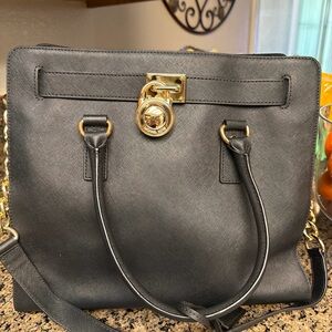 Michael Kors Hamilton Large Saffiano Leather Satchel with Gold Hardware